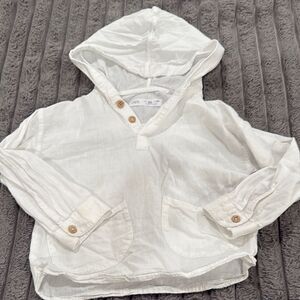 Zara linen blend hooded top
